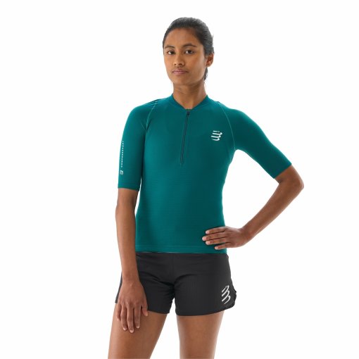 Photo produit de Compressport T-Shirt Manches Courtes Femme - Trail Racing Postural - storm/sugar