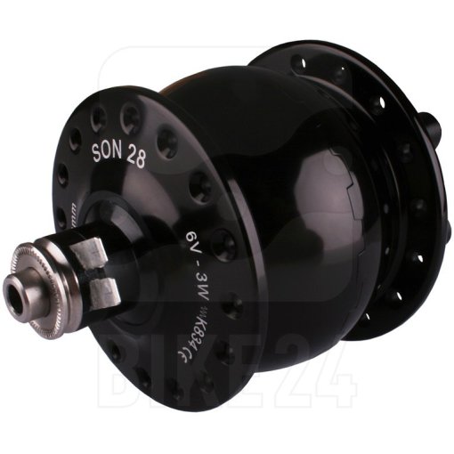 Foto de SON 28 Buje con dinamo - 6-agujeros - QR - anodizado negro