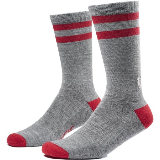 Kuva tuotteesta CHROME Merino Crew Sukat - Grey / Red Stripe