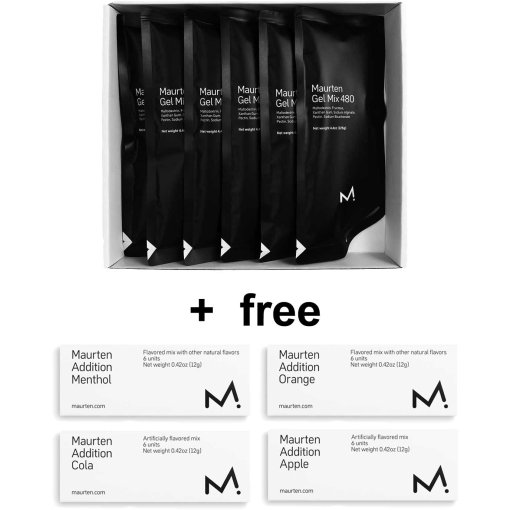 Photo produit de MAURTEN Gel Mix 480 Bundle - Gel glucidique - 6x125g + gratuit Addition - Additif aromatisant - 6x2g