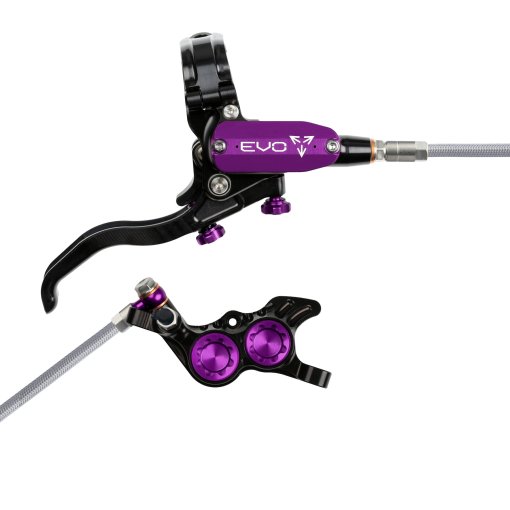 Produktbild von Hope Tech 4 EVO GR4 Scheibenbremse | Stahlflex - schwarz/lila – Hebel rechts
