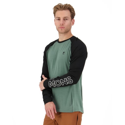 Photo produit de Mons Royale T-Shirt Manches Longues Homme - Tarn Merino - cypress / black / thyme