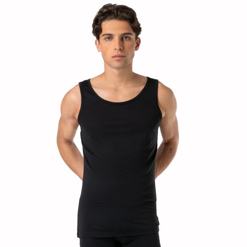 Foto de SUPER.NATURAL Camiseta Interior sin Mangas Hombre - Sierra140 - Jet Black