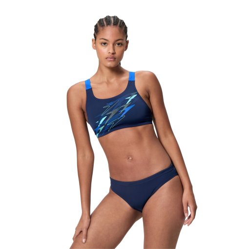 Picture of Speedo Medley Logo V-Back Two Piece Bikini Women - peacoat/deep sapphire