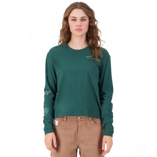 Picture of Mons Royale Yonder Merino Organic Cotton Long Sleeve Women - dark pine
