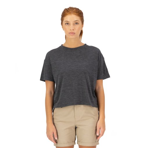 Photo produit de Mons Royale T-Shirt Femme - Zephyr Merino Tencel™ Boxy - smoke