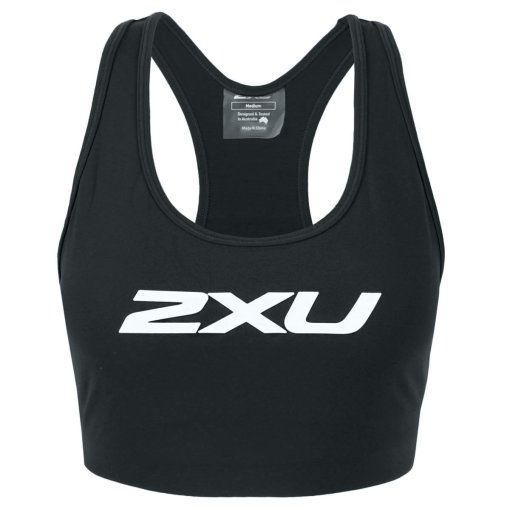 Produktbild von 2XU Motion Racerback Crop Sport-BH mit mittlerer Unterstützung - S - schwarz/weiß