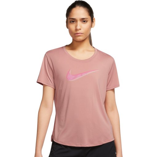 Produktbild von Nike Dri-FIT Swoosh Kurzarm-Laufoberteil Damen - red stardust/fierce pink FB4696-618
