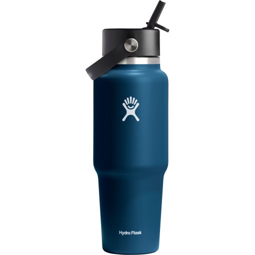 Foto de Hydro Flask 32oz Bidón Térmico - Wide Mouth Travel + Tapa Flex Straw - 946ml - Indigo