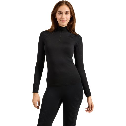 Kuva tuotteesta Odlo Performance Warm Half-Zip Naisten pitkähihainen aluspaita - black