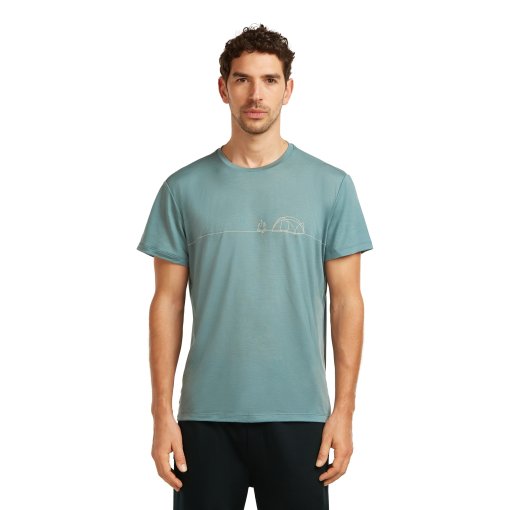 Productfoto van Icebreaker Merino Core Single Line Camp T-shirt heren - Blue Ash