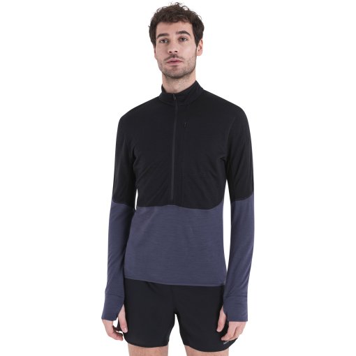 Foto de Icebreaker Jersey Hombre - Merino 200 Realfleece™ Descender Half Zip - Negro/Graphite