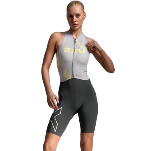 Image of 2XU Light Speed React Sleeveless Trisuit Women - lemon ice/jupiter