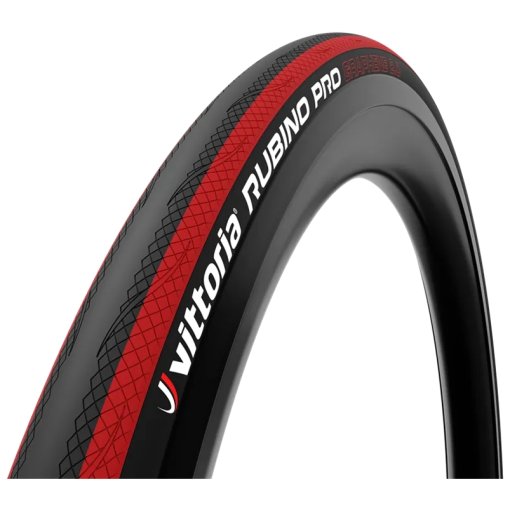 パーツ Vittoria RUBINO PRO TLR 25C Vittoria Rubino Pro Tube-Type Road Tire (Black/Red