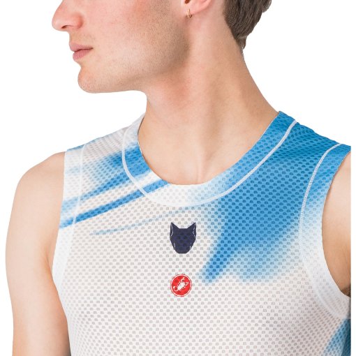 Sous-couche Cyclisme Castelli Homme – Blanc Sans Manches – Maille Creuse – Taille S/M