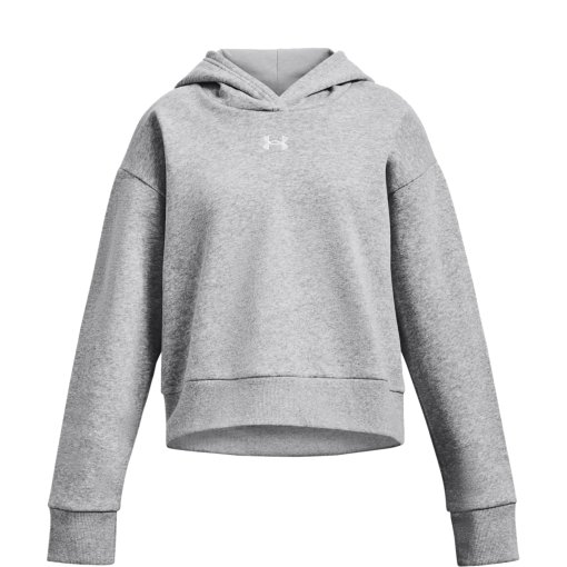 Immagine prodotto da Under Armour Felpa con Cappuccio Ragazza - UA Rival Fleece Crop - Mod Gray Light Heather/Bianco