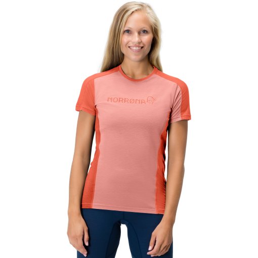 Produktbild von Norrona falketind equaliser merino T-Shirt Damen - Peach Amber/Orange Alert