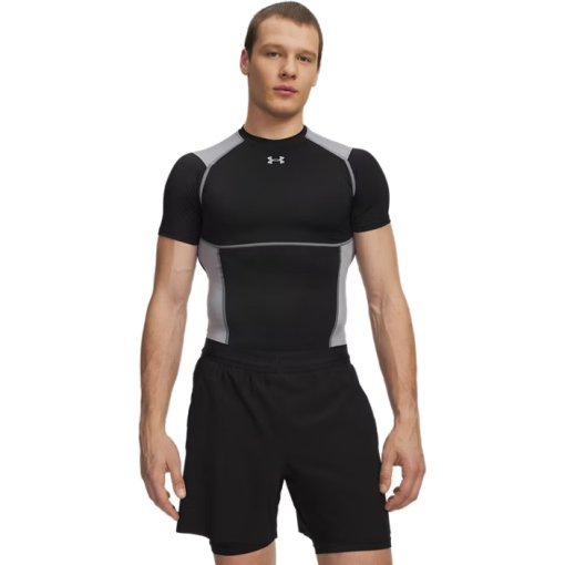 Billede af Under Armour HeatGear® Elite Kompressionstrøje med korte ærmer til herrer - Ultimate Black/Steel/Reflective