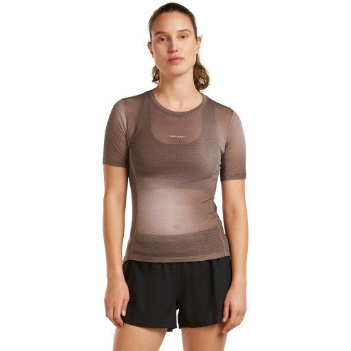 Photo produit de Icebreaker Merino 75 Cool-Lite™ Featherlight™ AOP Chemise à manches courtes pour femmes - Porcini/Pink Quartz