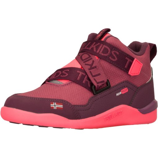 Image of Trollkids Nordfjord Barefoot Winter Hiker Shoes Kids - Frozen Berry/Deep Ruby/Pink Salmon