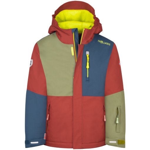 Foto de Trollkids Chaqueta Esquí Niño - Hallingdal - Carmin Red/Willow Green/Mystic Blue