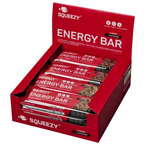 Foto de Squeezy Barrita de Carbohidratos + Cafeína - Energy Bar Cherry - 12x50g