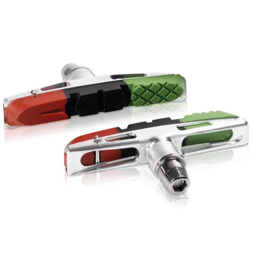 Produktbild von XLC BS-V13 V-Brake Cartridge Bremsschuhe 72mm (4 Stk.) - schwarz/grün/rot