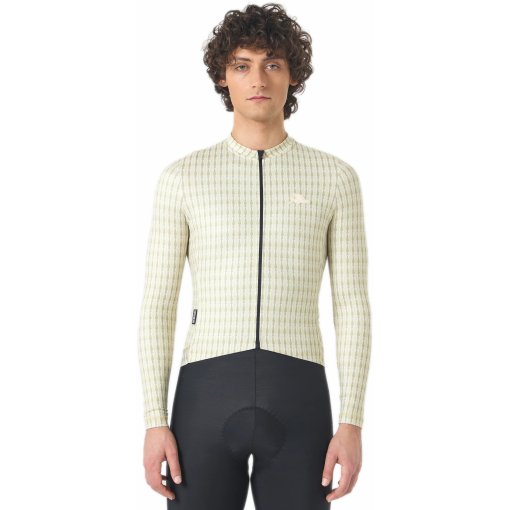 Productfoto van Café du Cycliste Constance Fietsshirt met Lange Mouwen Heren - hay green/puddle