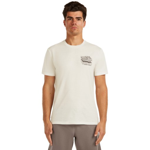 Picture of Icebreaker Merino 150 Tech Lite T-Shirt Evolving Layers Men - Ecru Hthr