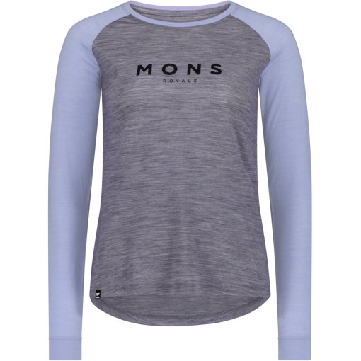 Photo produit de Mons Royale T-Shirt Manches Longues Femme - Icon Raglan Merino - grey heather / skyline