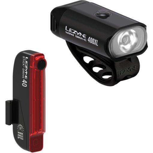 Photo produit de Lezyne Kit Éclairage - Mini Drive 400 XL / Stick+ Drive - satin black/black