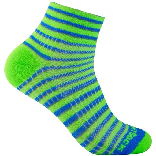 Foto de WRIGHTSOCK Calcetines de Rayas Doble Capa - Coolmesh II Quarter - verde-azul-gris - 815-09