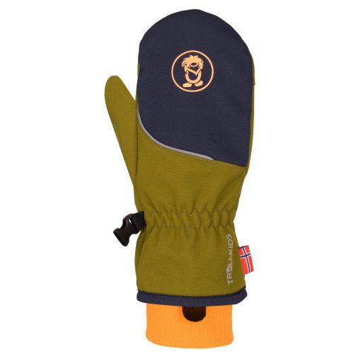 Produktbild von Trollkids Trolltunga Fäustlinge Kinder - Spruce Green/Navy/Vivid Orange
