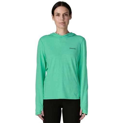 Productfoto van Patagonia Cap Cool Sun Hooded shirt met lange mouwen voor dames - Peak Visions - Aqua Stone - Early Teal X-Dye