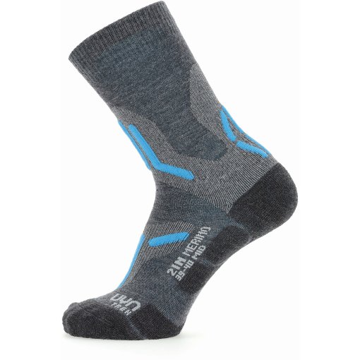 Foto de UYN Calcetines Mujer - Trekking 2In Merino Mid Cut - Mid Grey/Turquoise