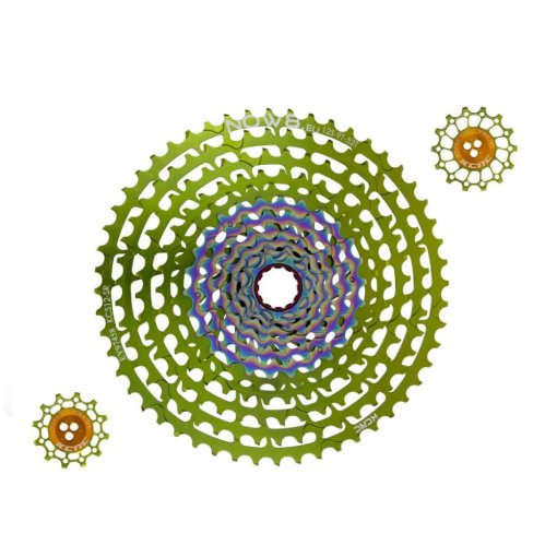 Immagine prodotto da NOW8 Facile Cassette by KCNC - XD 12-speed - 9-52 Teeth - incl. Pulleys - yellow/green