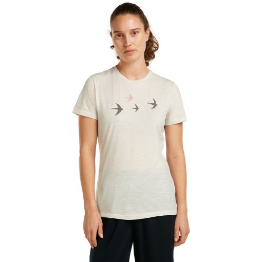 Picture of Icebreaker Merino 150 Tech Lite T-Shirt Bird Transit Women - Ecru Hthr