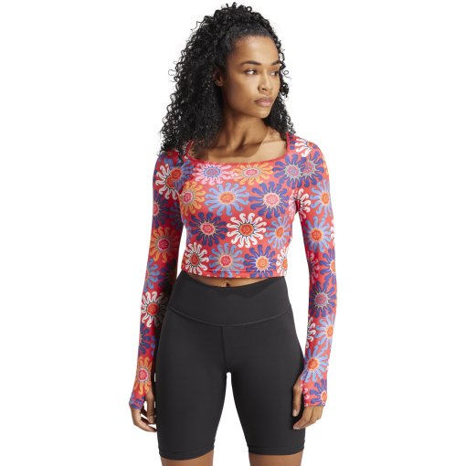 Produktbild von adidas Farm Crop Langarmshirt Damen - vivid red/white IM2361