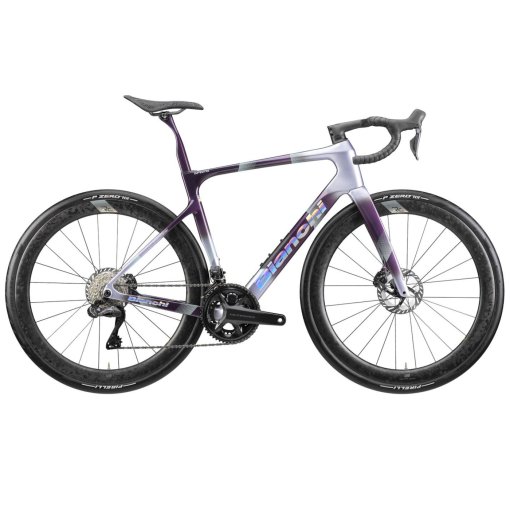 Productfoto van Bianchi INFINITO - Launch Edition - Ultegra Di2 - Carbon Racefiets - 2026 - grey/violet / chrome full glossy