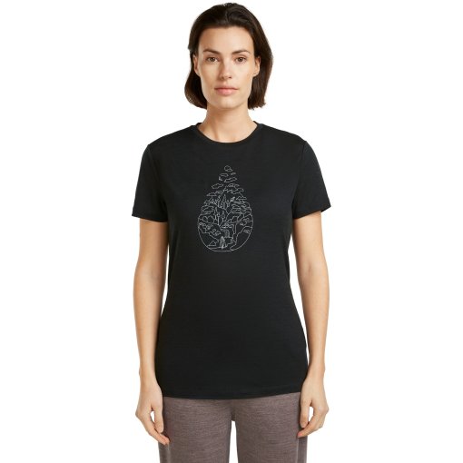 Picture of Icebreaker Merino 150 Tech Lite T-Shirt Hike Path Women - Black