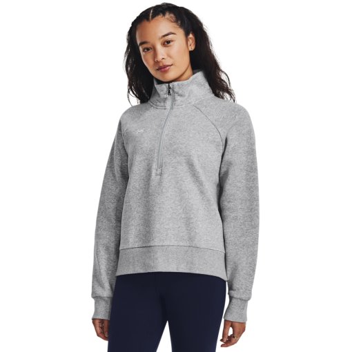 Foto de Under Armour Sudadera con Media Cremallera Mujer - UA Rival Fleece - Mod Gray Light Heather/Blanco