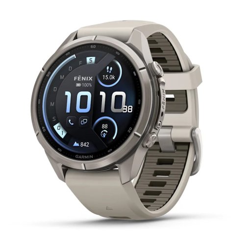 Produktbild von Garmin fenix 9 Pro inReach GPS Smartwatch - 43mm - Titan – Nebelgrau/Dunkler Sandstein
