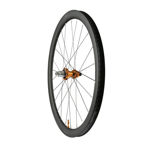 Photo produit de Hope Roue arrière en carbone RX40 Gravel | Pro 5 | Hookless | 12x142 mm - Shimano HG L - orange