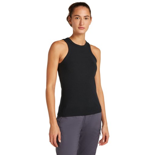 Productfoto van Icebreaker Merino Rib Lotus Tanktop Dames - Zwart