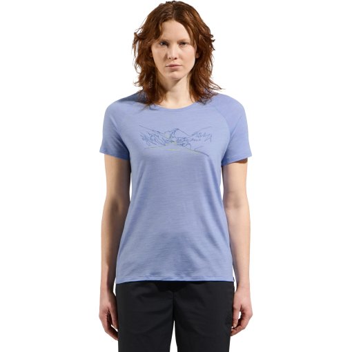 Foto de Odlo Camiseta Mujer - Ascent Performance Wool 130 Run. Bike. Hike. - blue heron melange
