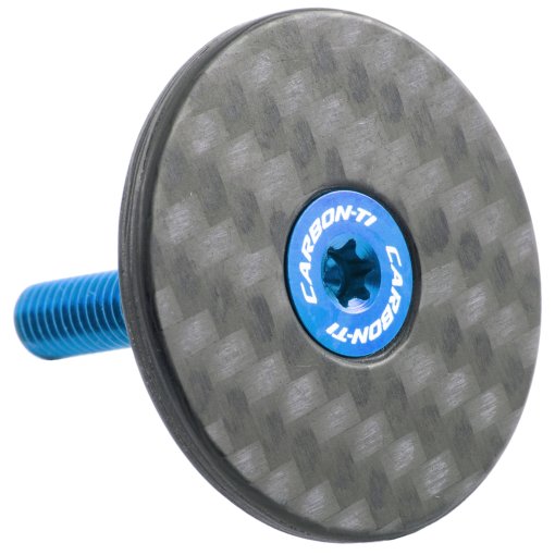 Foto de Carbon-Ti Tapa Dirección - X-Cap - Carbon | Mate | OS 1 1/4&quot; - azul