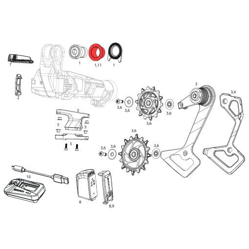 Foto de SRAM Manguito de Cuadro Perno-B para Cambios Traseros T-Type y RED XPLR E1 | 2 Piezas - 11.7518.104.022
