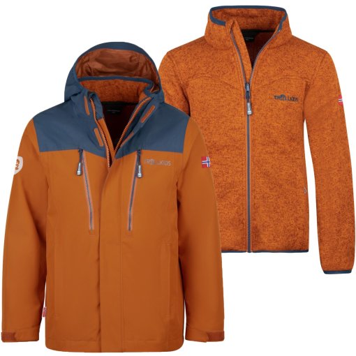 Foto de Trollkids Chaqueta Impermeable 3 en 1 Niño - Preikestolen - Cinnamon/Night Sky