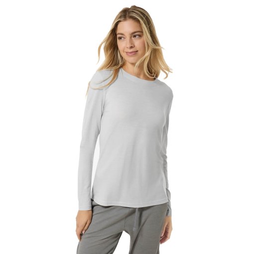 Photo produit de SUPER.NATURAL T-Shirt Manches Longues Femme - Casual Rib Bio - White Stone Melange