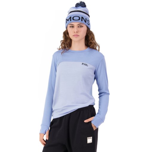 Picture of Mons Royale Yotei Merino Long Sleeve Women - ice blue / moonstone